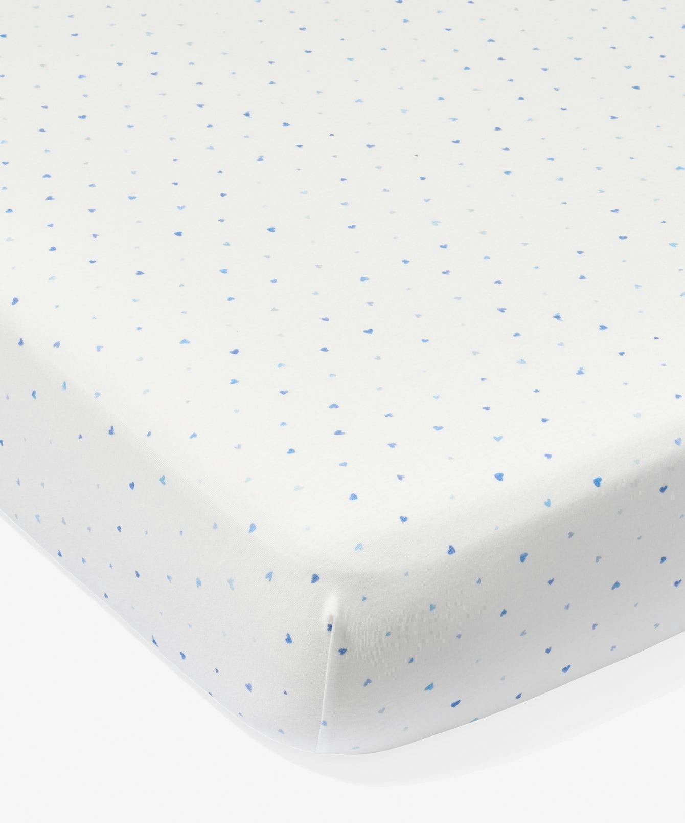 Crib Sheet, Blue Hearts
