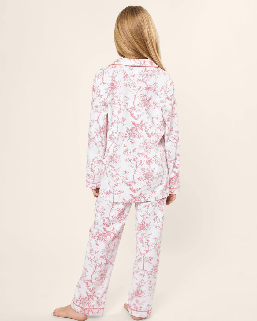 Kid's Twill Pajama Set in Pink Timeless Toile