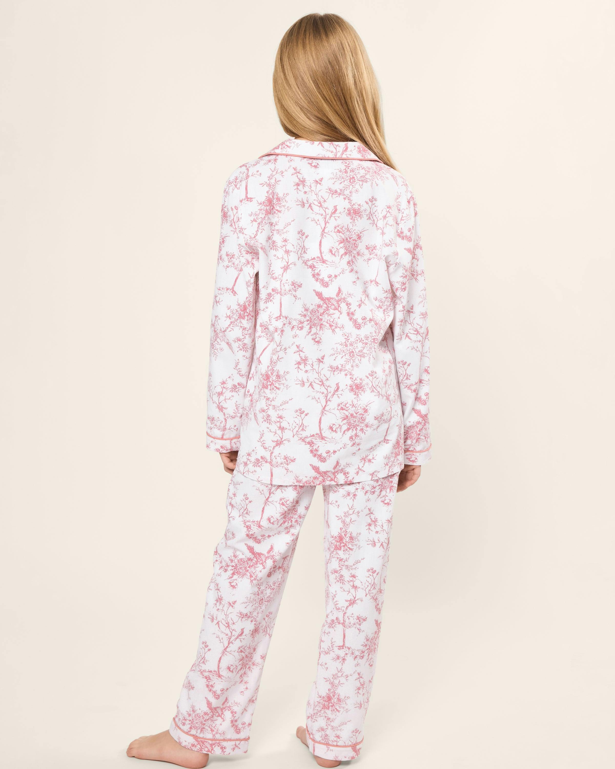 Kid's Twill Pajama Set in Pink Timeless Toile