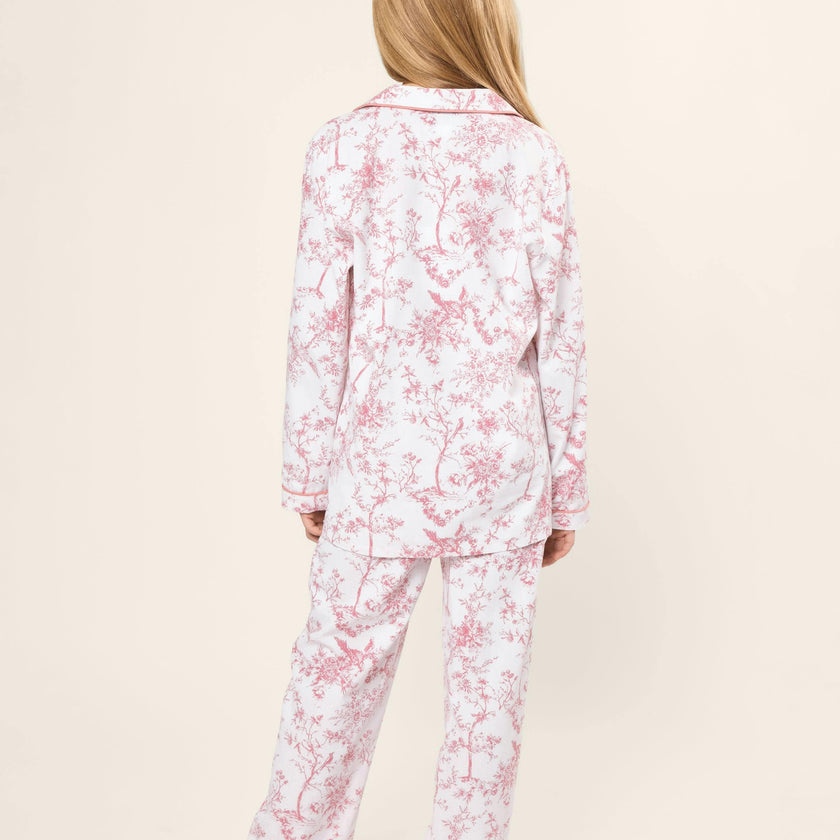 Kid's Twill Pajama Set in Pink Timeless Toile