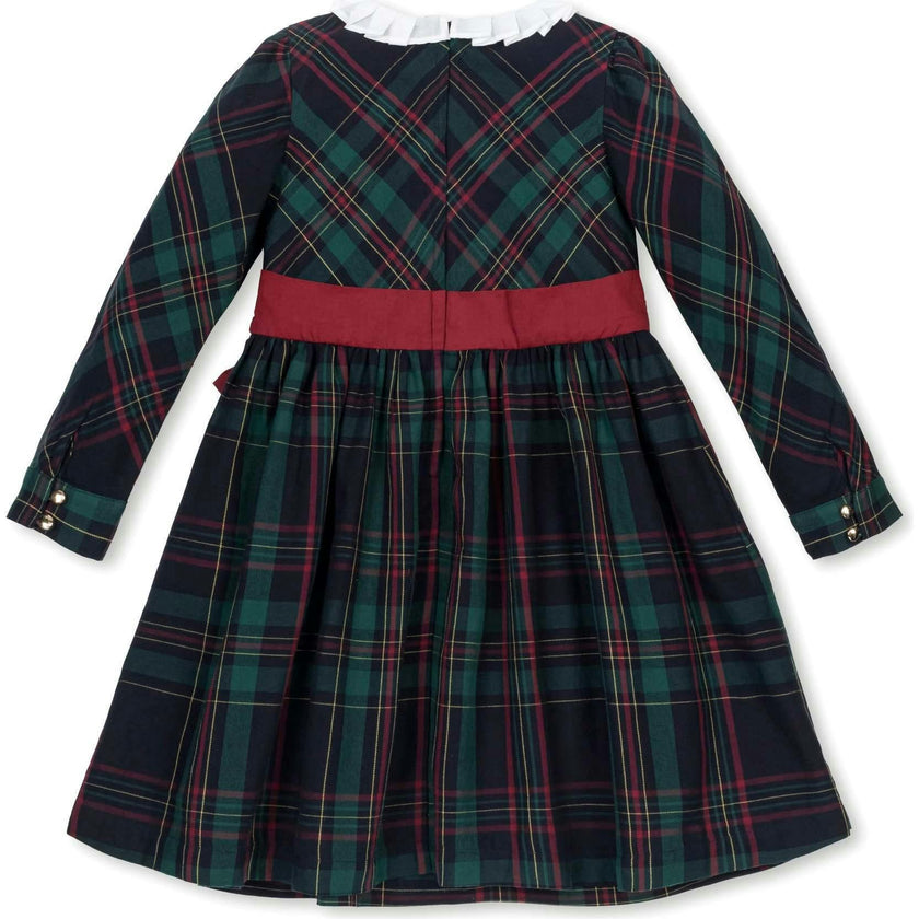 Baby Organic Pleated Collar Dress with Sash, Blue