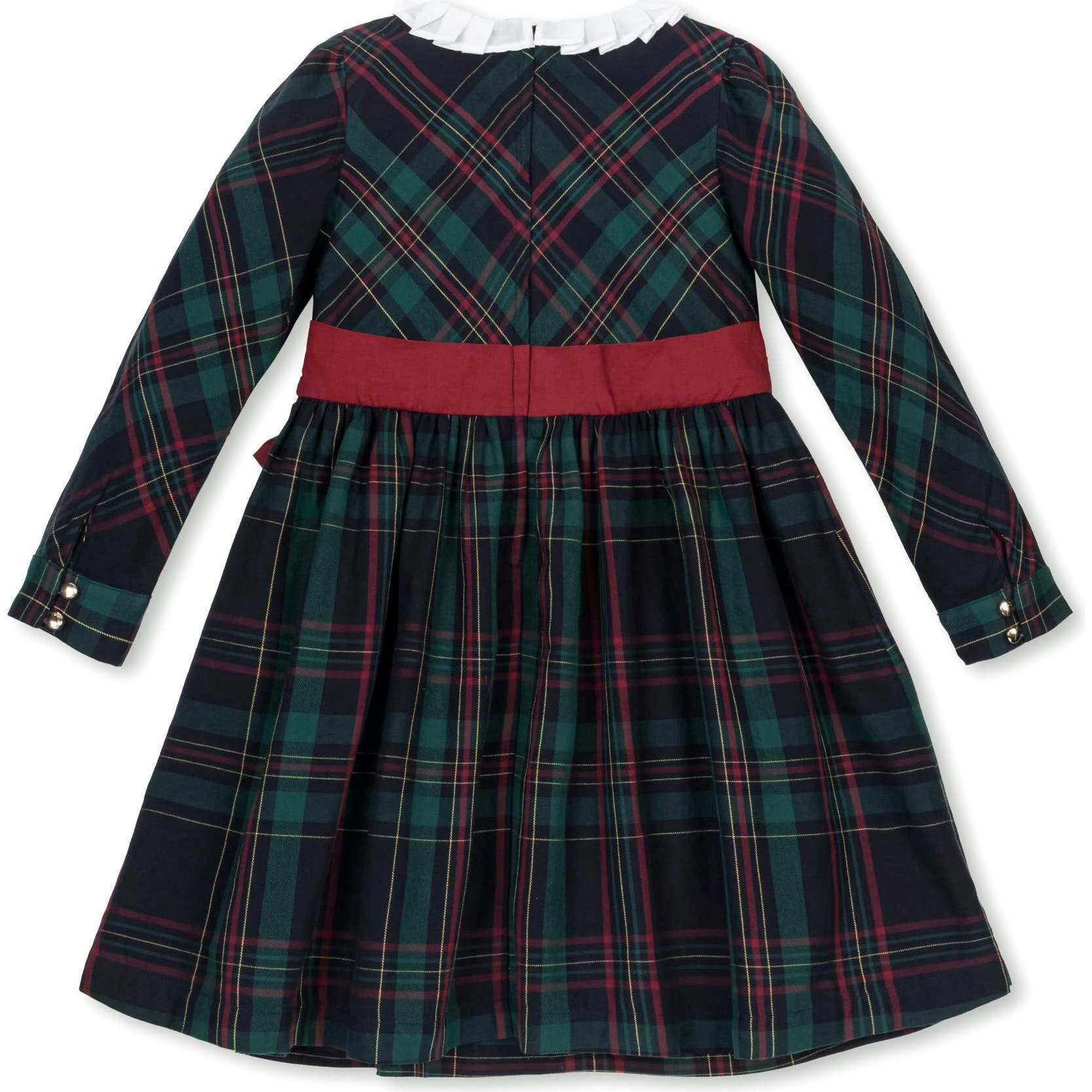 Baby Organic Pleated Collar Dress with Sash, Blue