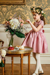 Astrid Pink Silk Smocked Girl Dress