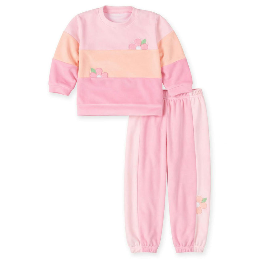 Velour Knit Set with Flowers