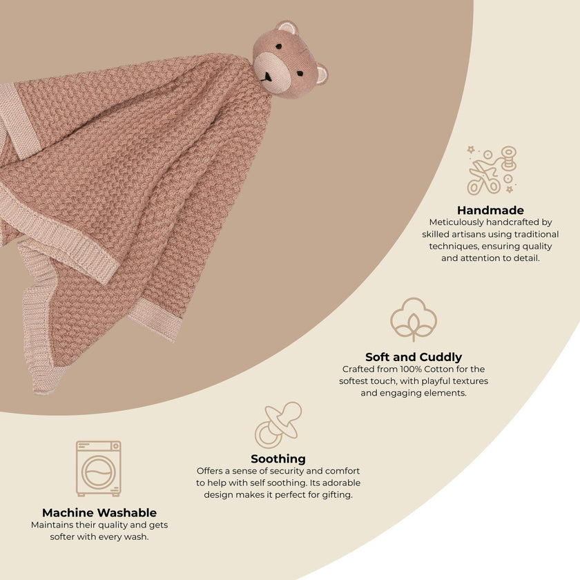 Violet Knitted Lovey Blanket (Rosie the Bear)
