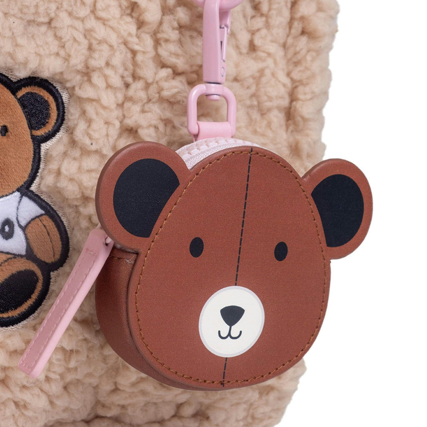 Sherpa Tote Bag – Cozy, Colorful & Convertible with Matching Coin Purse, Teddy Bear