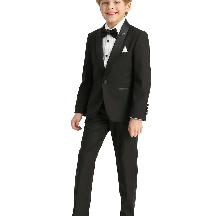 Black Moustache Shawl Lapel Tuxedo Set