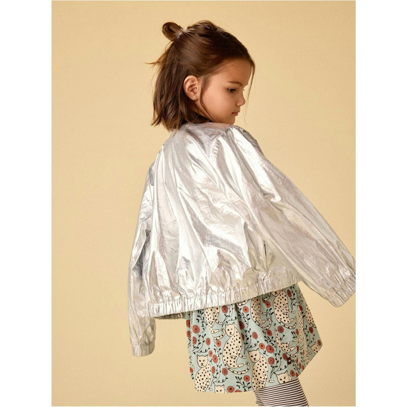 Metallic Bomber Jacket, Silver