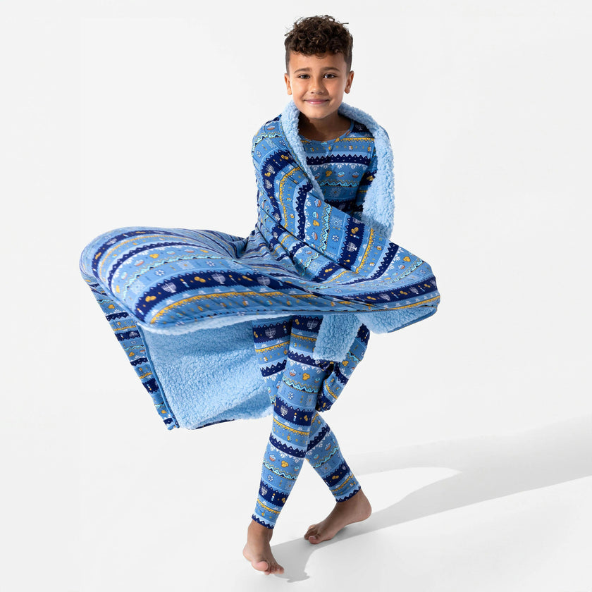 Hanukkah Fair Isle Bamboo Sherpa Blanket
