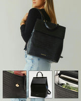 Chic, Stylish Padded Laptop Sleeve Backpack, Black Croc