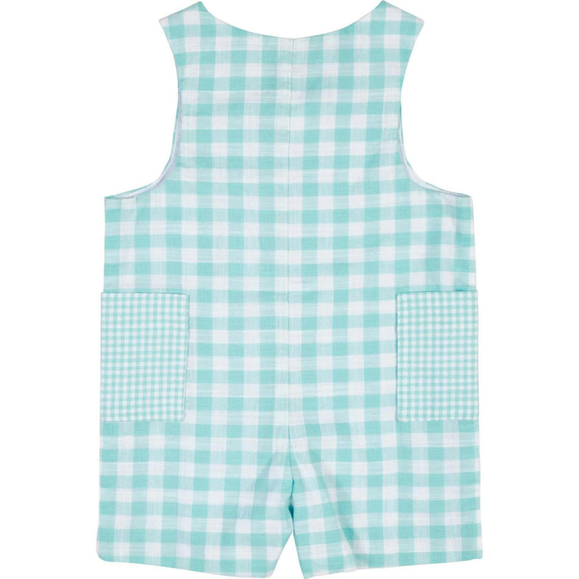 Gingham Linen-Look Shortall