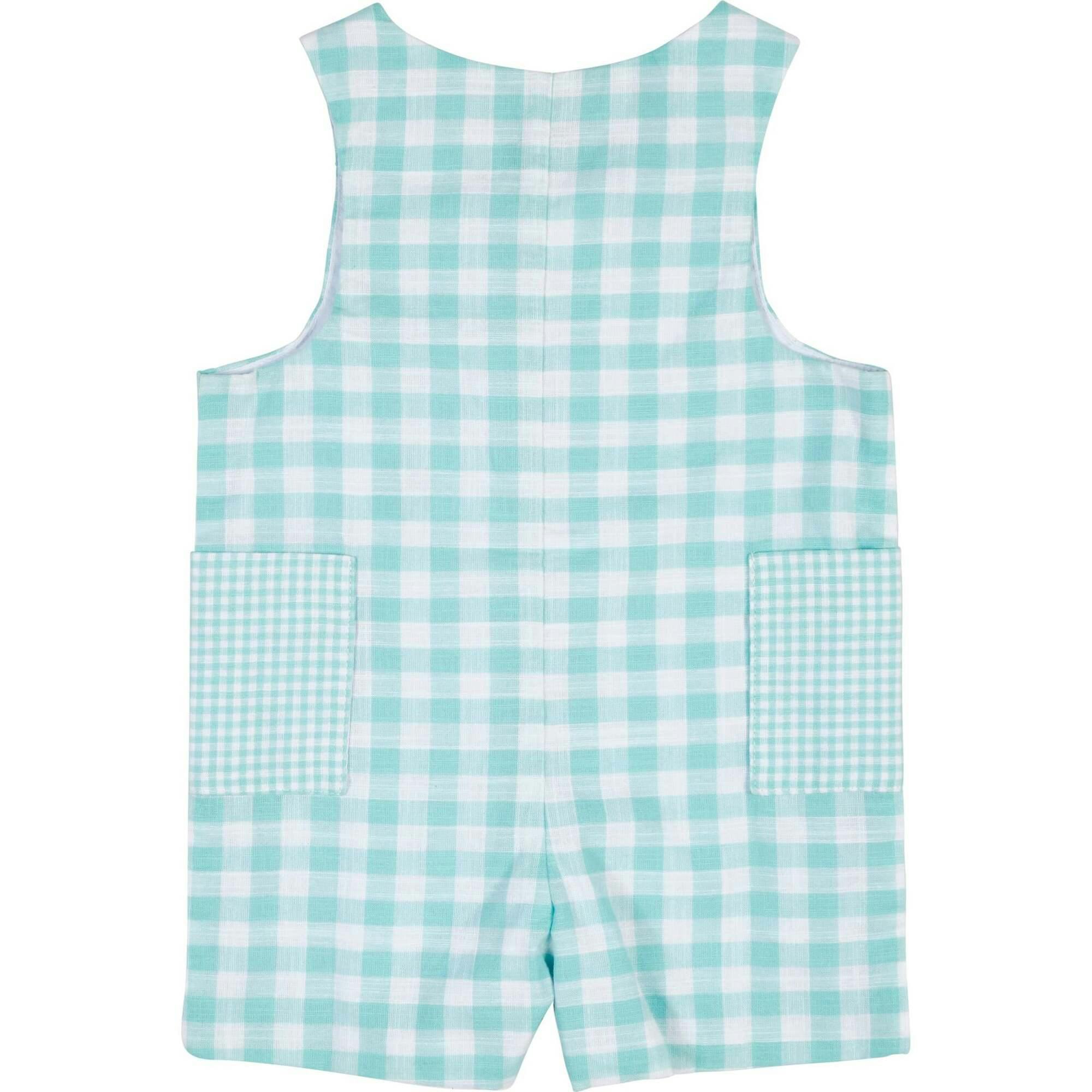 Gingham Linen-Look Shortall