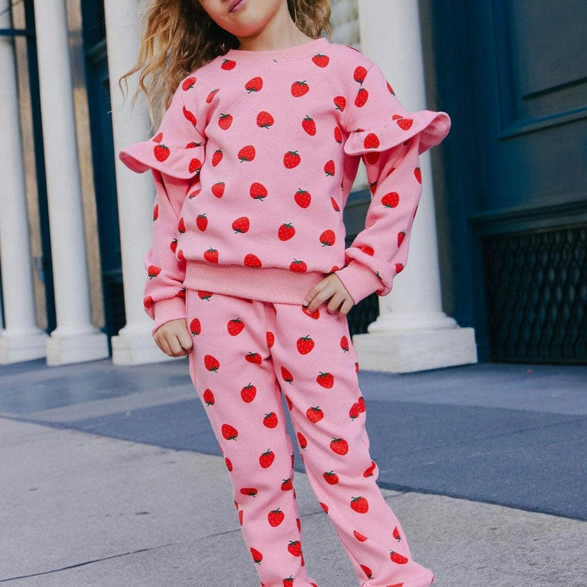 Strawberry Ruffle Joggers Set