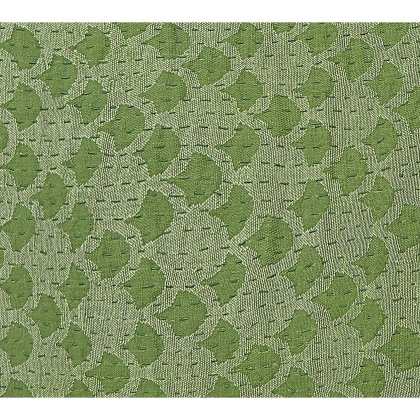 Artisan Hand Loomed Cotton Table Runner - Green Ginkgo - 18"x96"