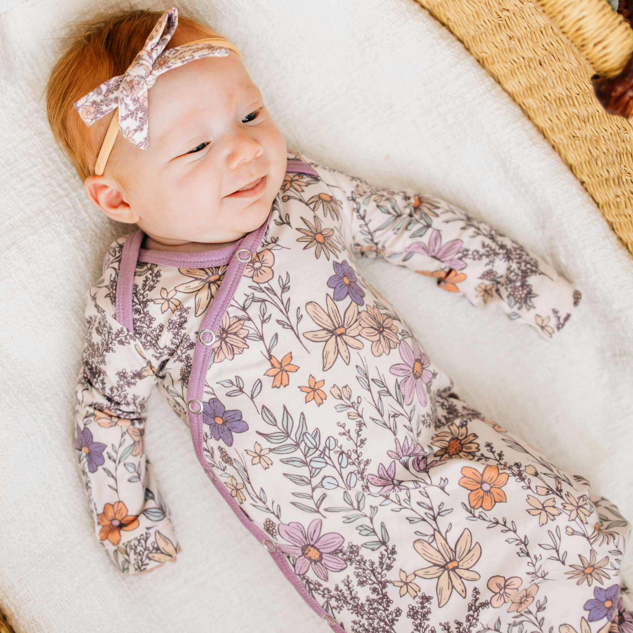 Newborn Knotted Gown - Flora