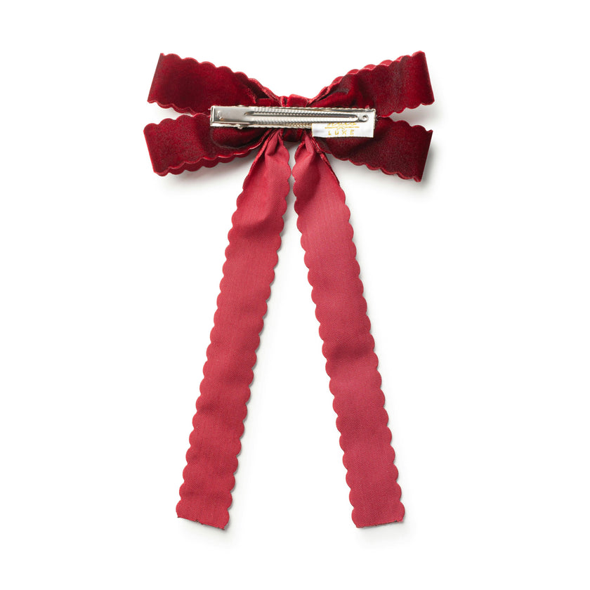 Halo Luxe Opaline Velvet Scalloped Long Tail Clip - Wine