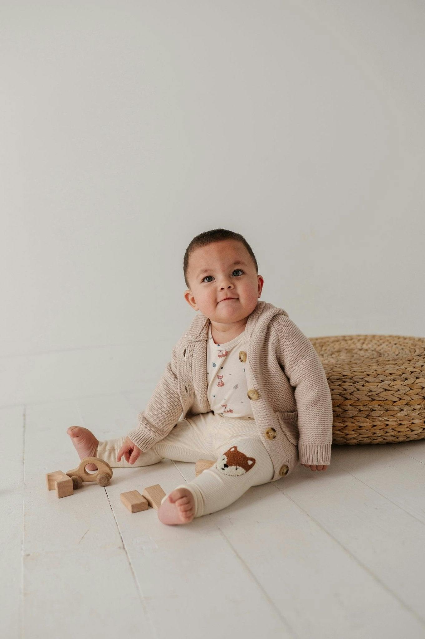 Boys Patch Ribbed Leggings in Hedgehog