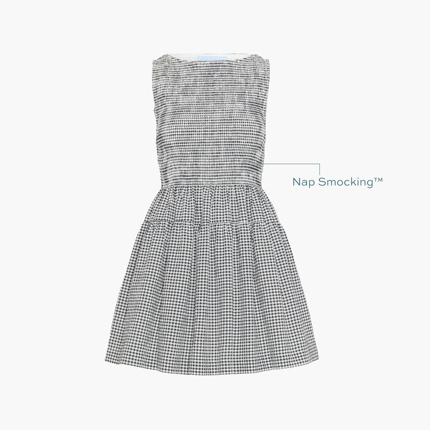 The Cosima Mini Nap Dress - Black/Sand Gingham