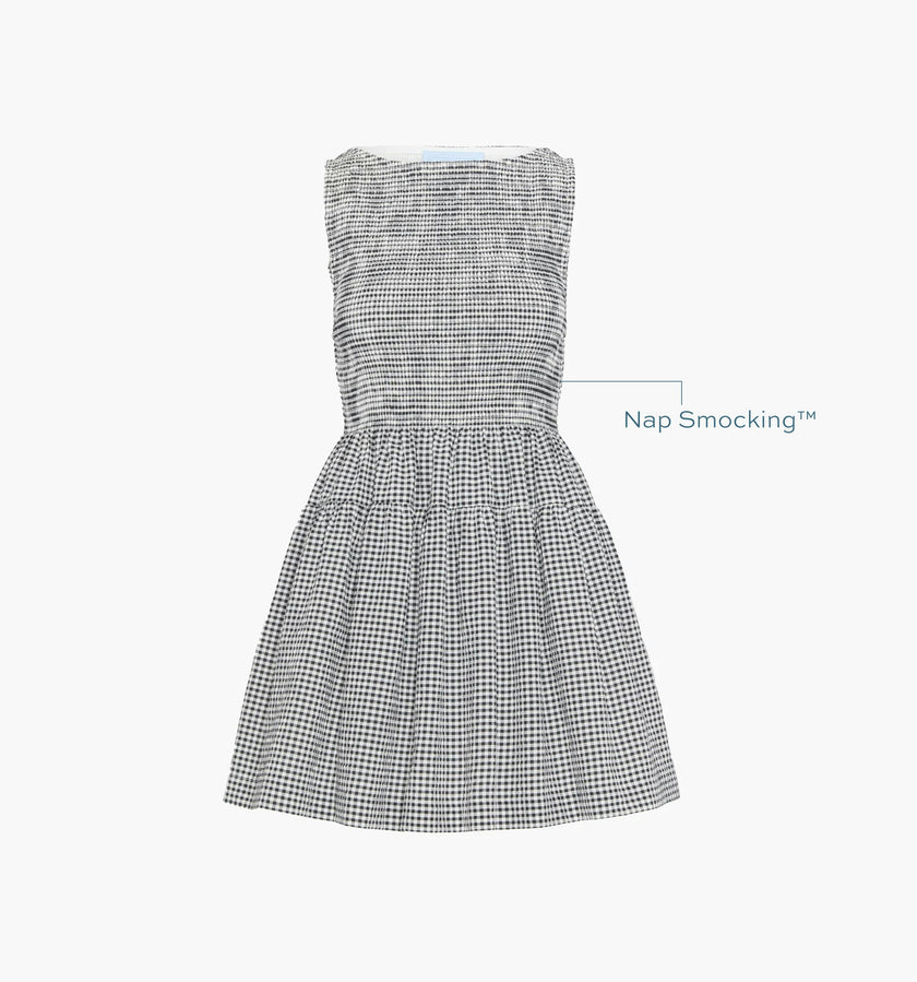 The Cosima Mini Nap Dress - Black/Sand Gingham