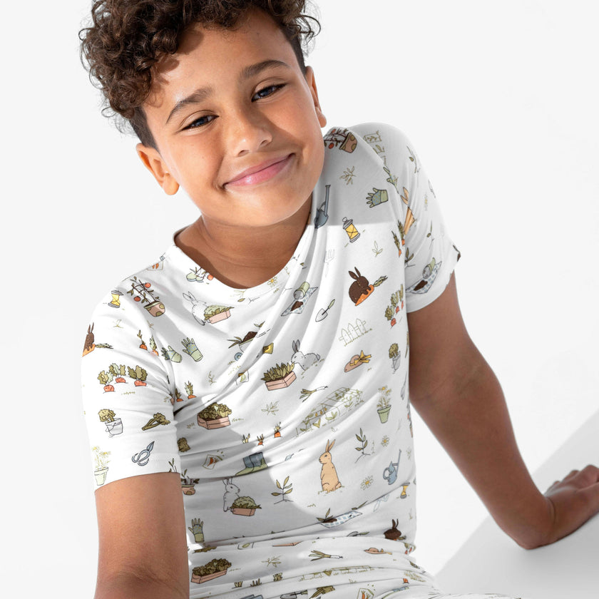 Bunny Garden Bamboo Kids Pajama Short Set