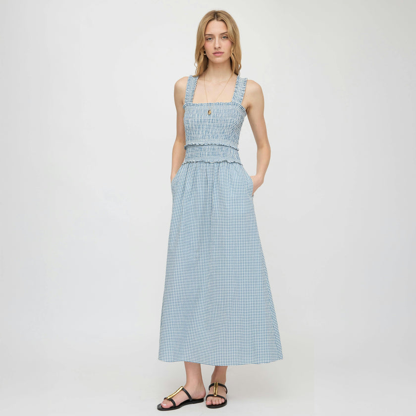 The Azalea Maxi Nap Dress - Lagoon Gingham