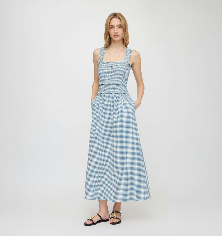 The Azalea Maxi Nap Dress - Lagoon Gingham