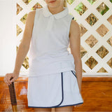 Girls White French Terry Tennis Tank Top And Skort Set