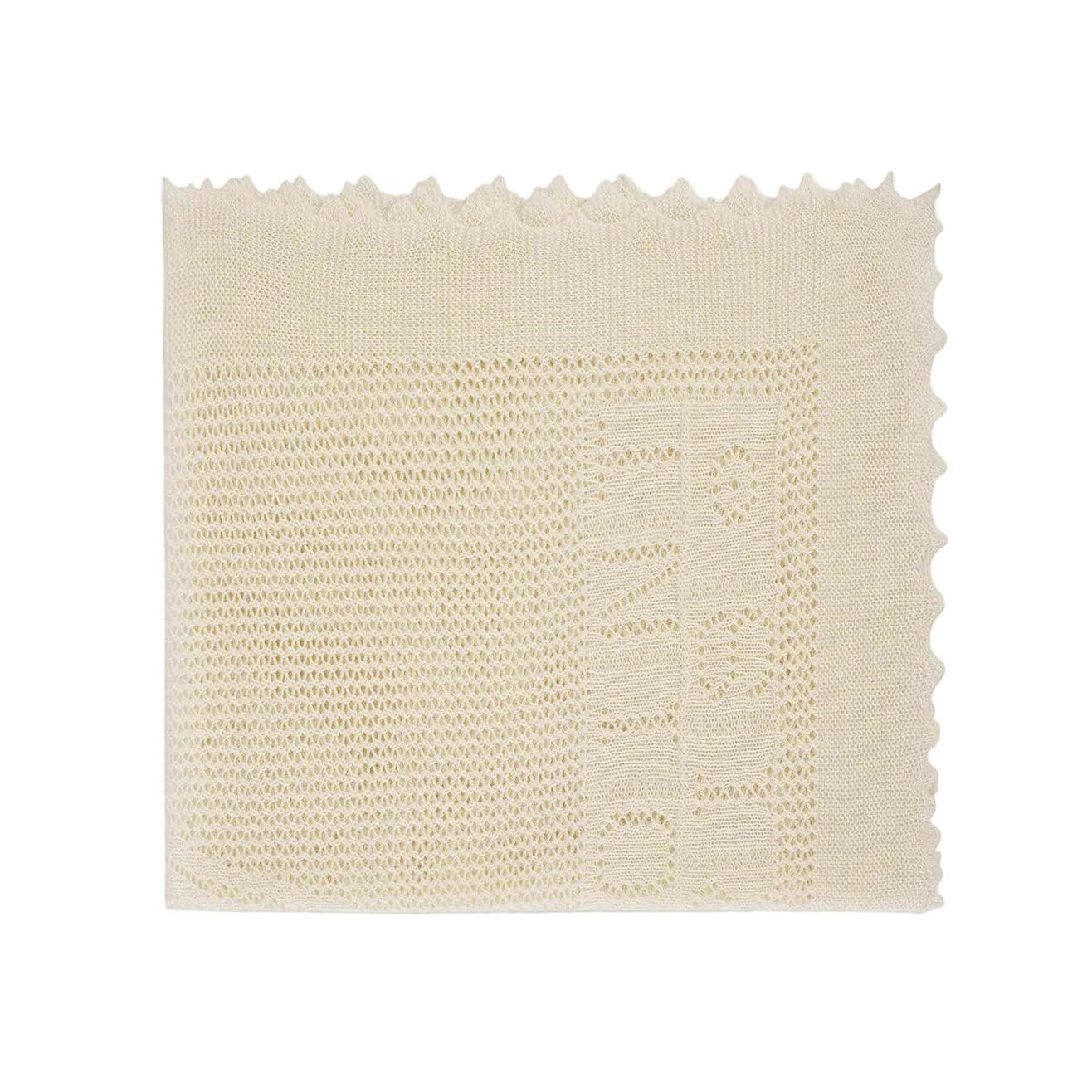 BONPOINT Embroidered Knit Blanket - Blanc Lait