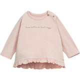 Wording Graphic Print Round Neck Long Sleeve Frill Bottom T-Shirt
