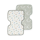 Organic Cotton Muslin Burp Cloth 2 Pack - Little Dino + Green Checker