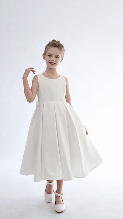 White Redwooda Satin Bow-Back Dress