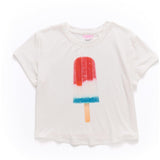 Girls Baby Tee with Red, White and Blue Popsicle