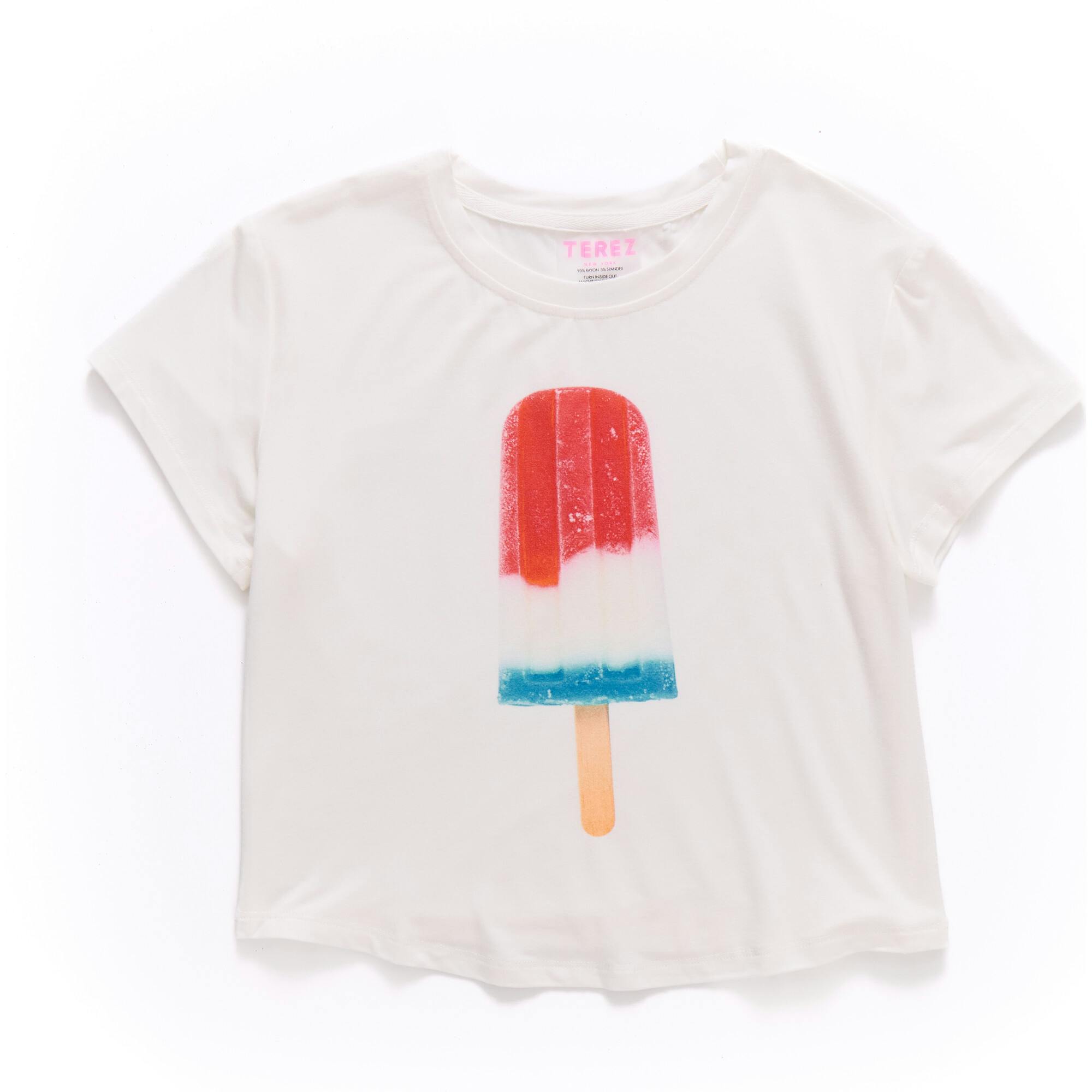 Girls Baby Tee with Red, White and Blue Popsicle