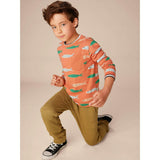 Long Sleeve Printed Pocket Tee, Brown