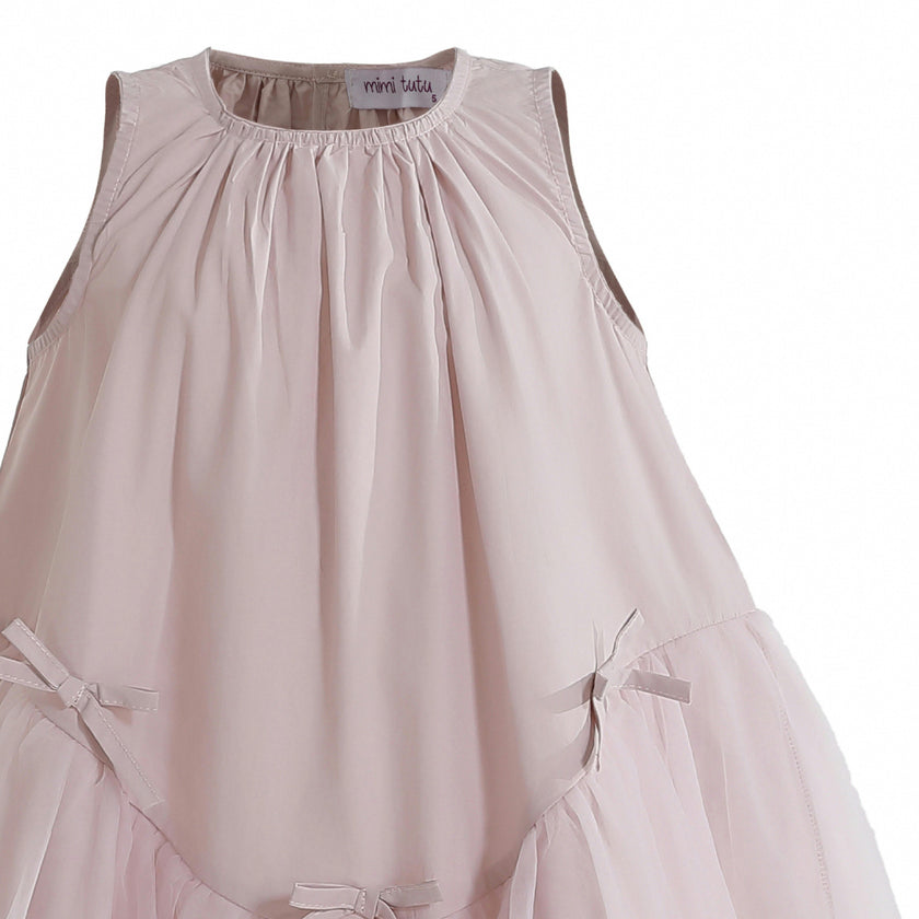 Pink Marielle Layered Bow Tulle Dress