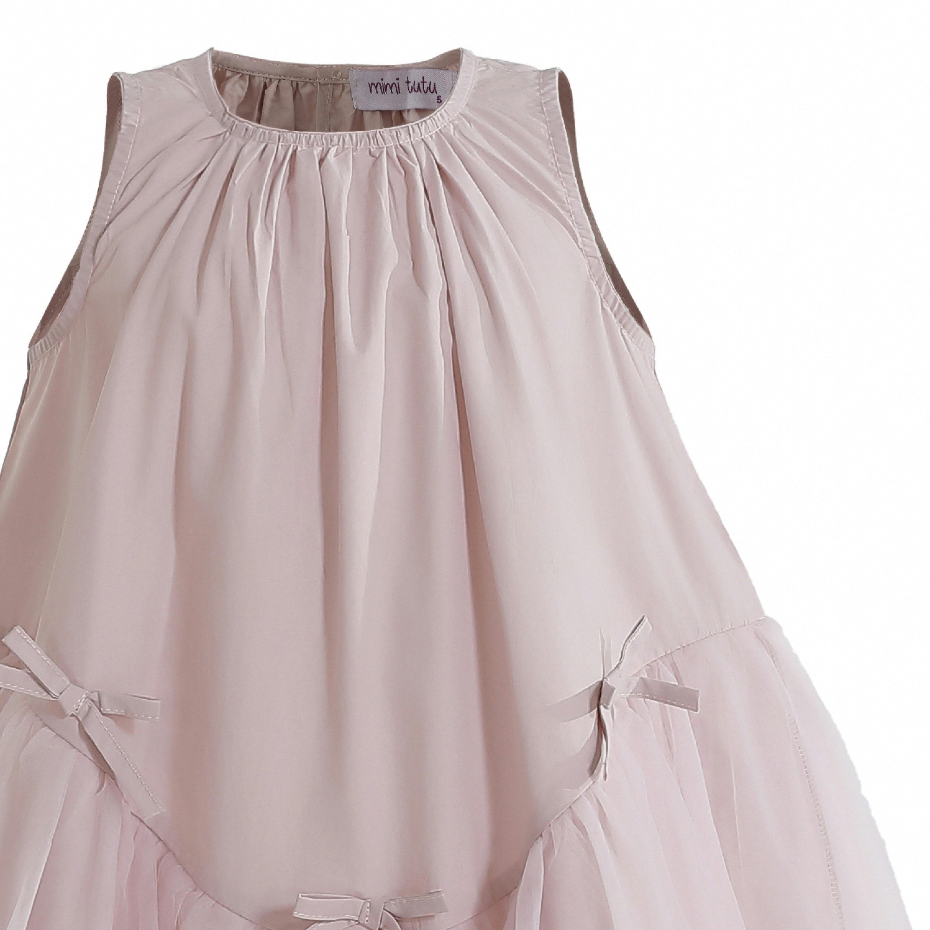 Pink Marielle Layered Bow Tulle Dress
