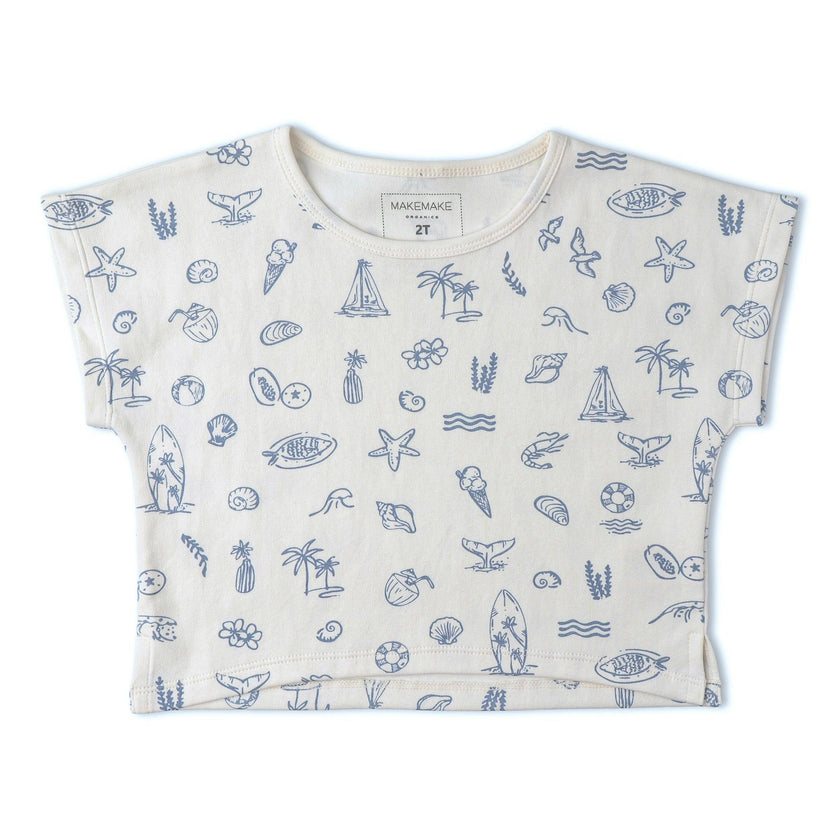 Organic Drop Shoulder Tee & Shorts Set - Coastal