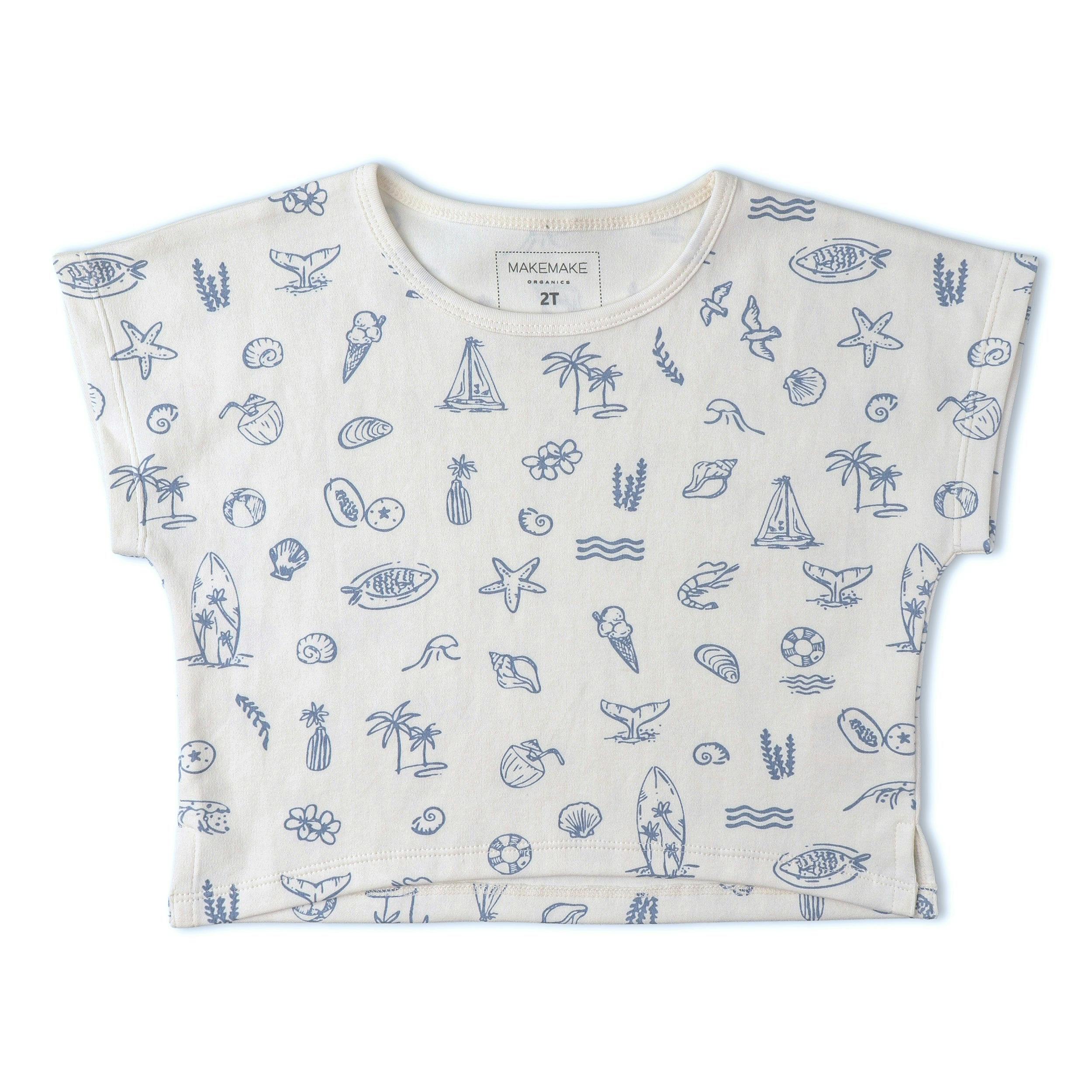 Organic Drop Shoulder Tee & Shorts Set - Coastal