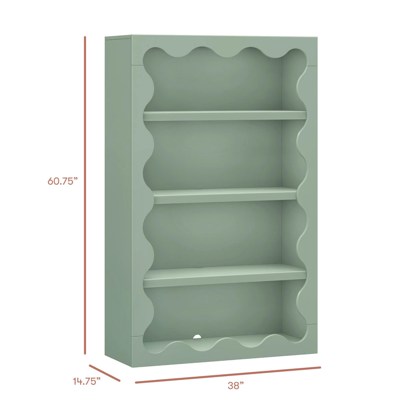 Lido Wave Bookcase in Light Sage