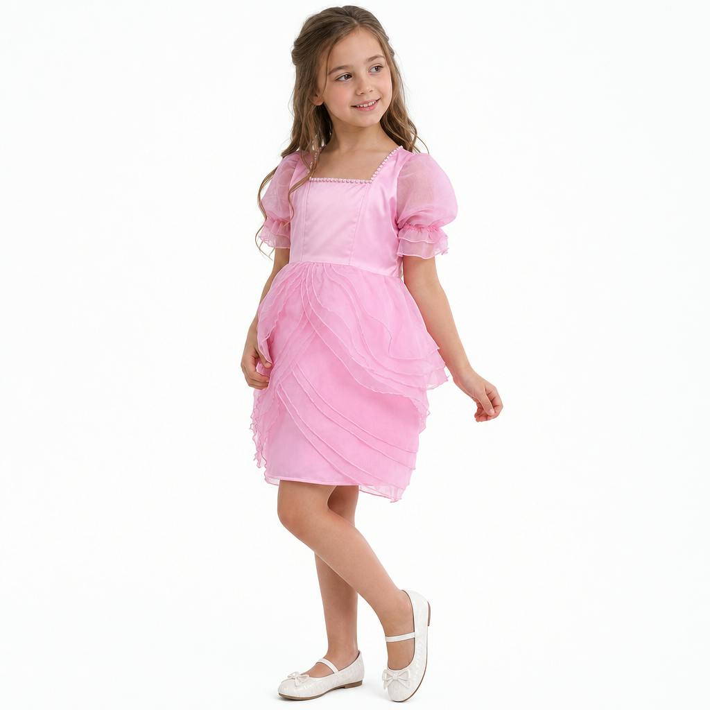 Blush Petal Princess Ruffle Pink Birthday Dress for Girls