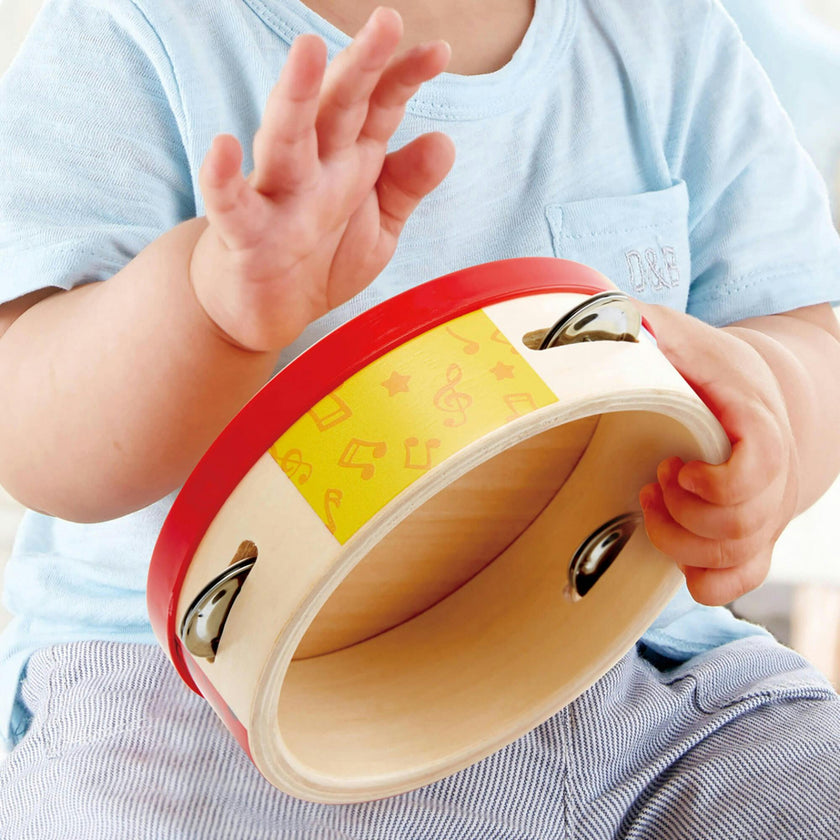 Hape: Tap-Along Tambourine&nbsp;- Wooden Hand Drum & Shaker Toy