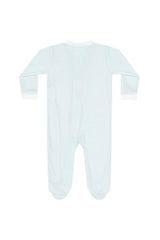 Blue Herringbone Zipper Footie