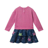 Girls Metallic 2-Fer Star Dress | Pink Star