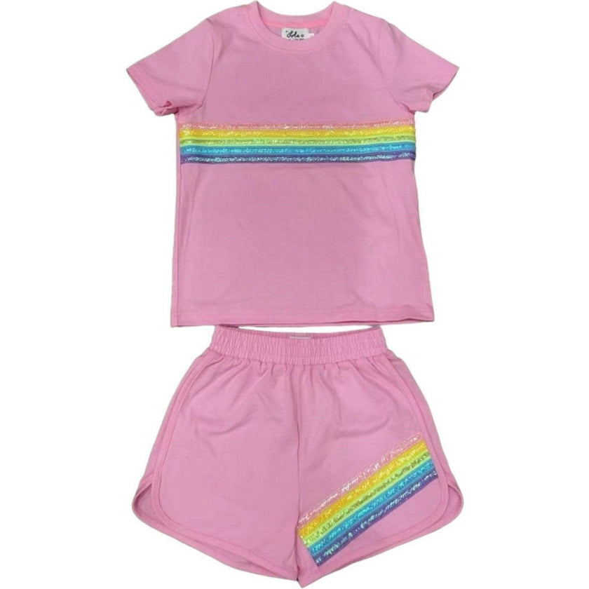 Rainbow Sequin Short Set Lavender