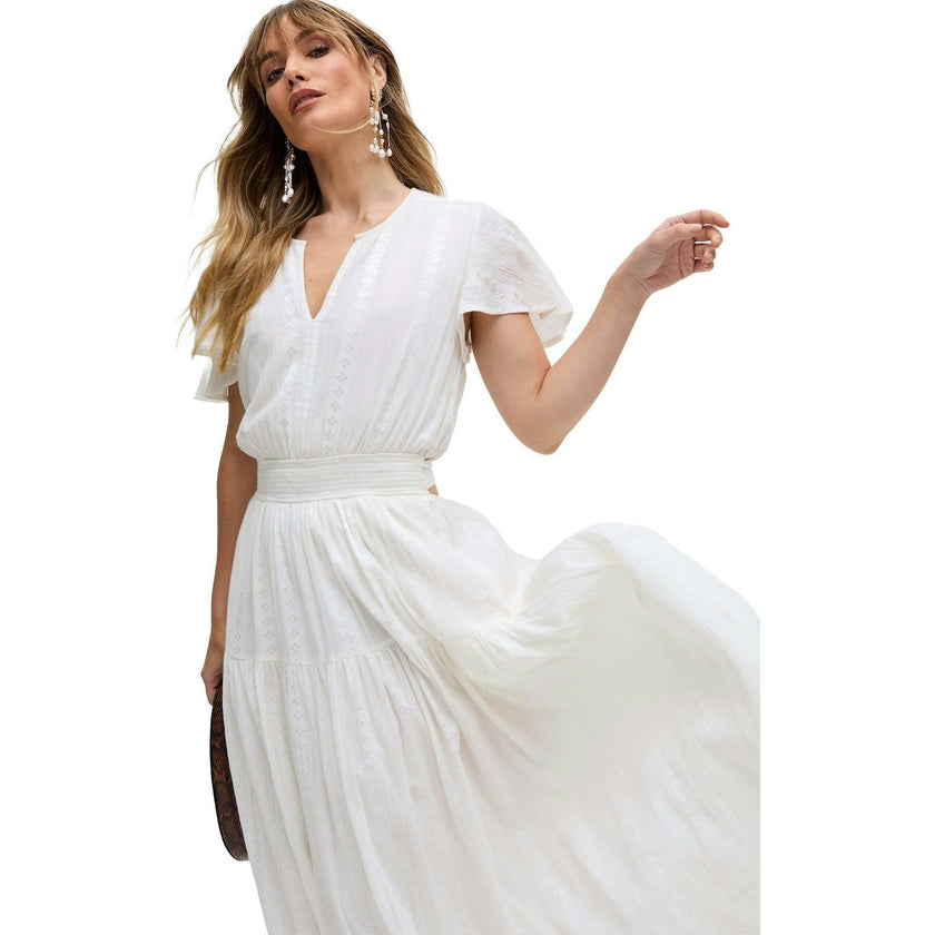 Candice Flutter Sleeve Jacquard Maxi Dress