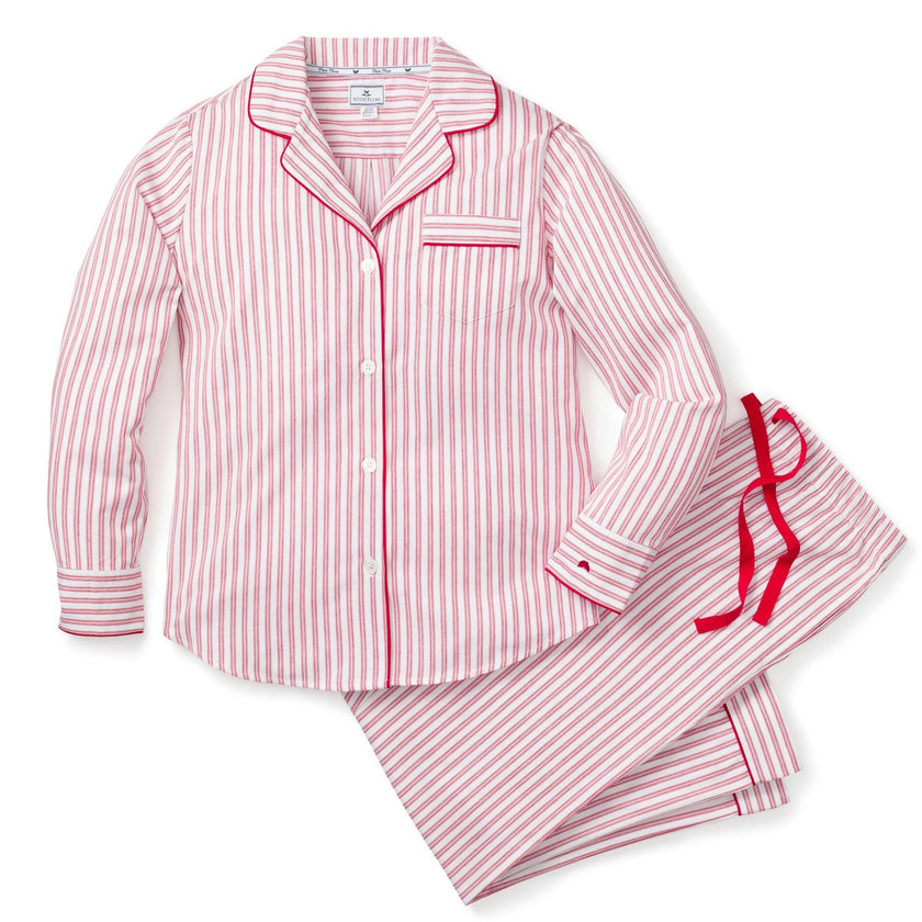 Women's Twill Pajama Set in Antique Red Ticking
