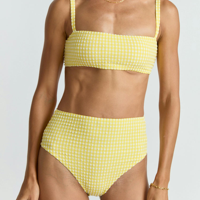 women's soleil gingham high waist bikini bottom