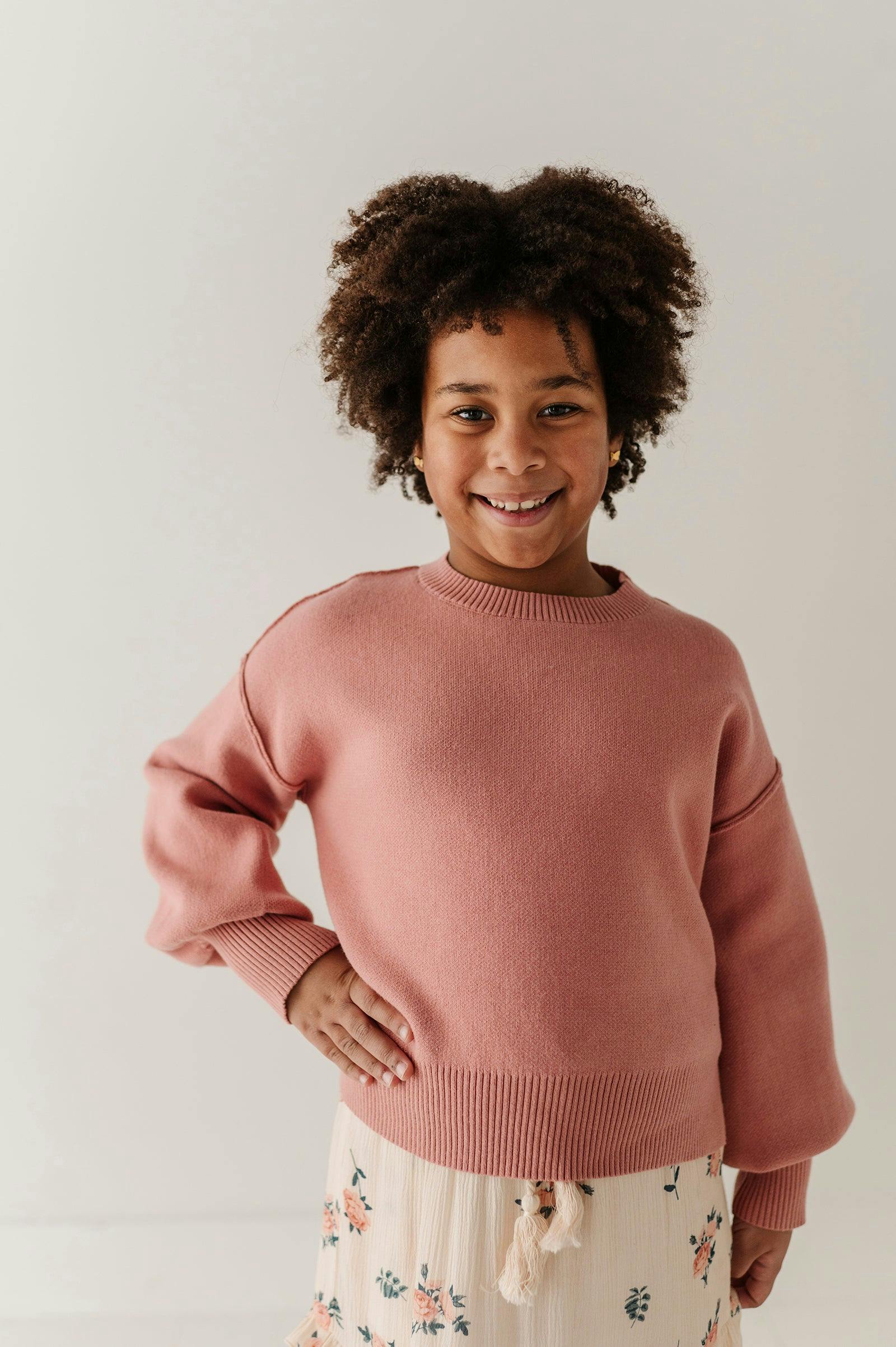 Girls Soft Fit Sweater in Terra Rose