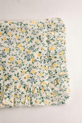 Buttercup Bloom Timeless Floral Ruffle Zipper Pouch