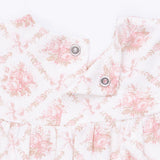 Rose Bow Lattice - Smocked Long Sleeve Romper
